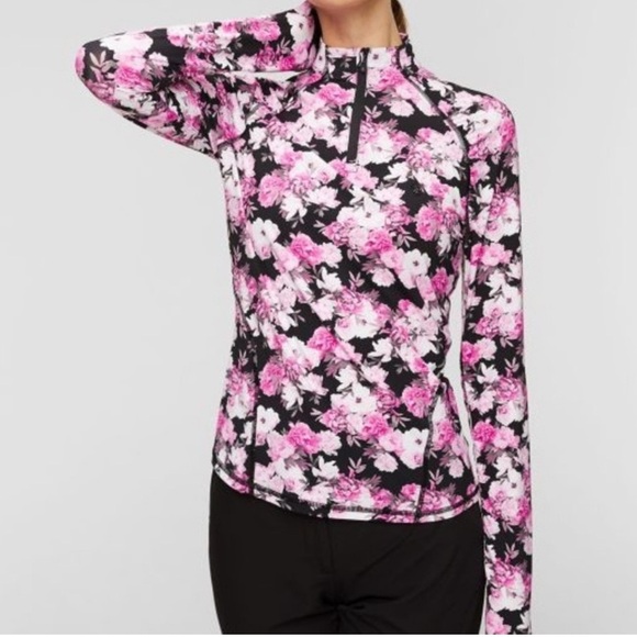 G/FORE Photo Floral Silky Tech Nylon Ruched 1/4 Zip Pullover Size S NWOT - Picture 13 of 15